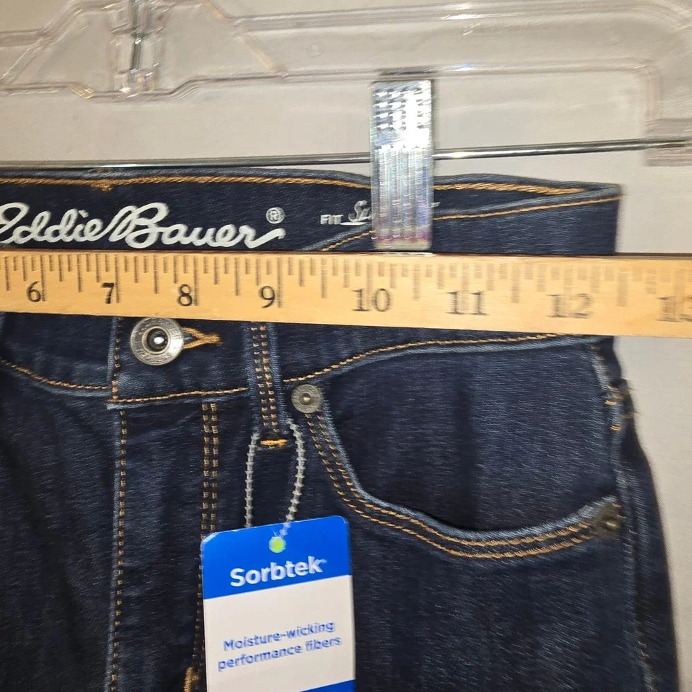 Eddie Bauer Slim Straight Jeans 0 Womens Dark Travex Sorbtek High Rise Curvy